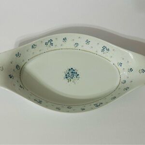 Provence Fine Porcelain Blue Corn Flower Oval Baking Dish VTG